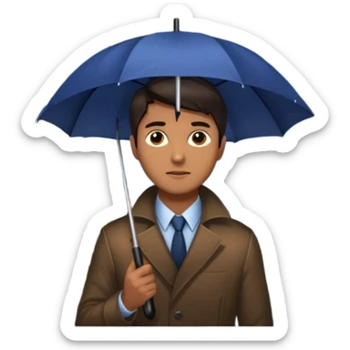 Man with umbrella , streetlight reflection, Midnight Wander. sticker