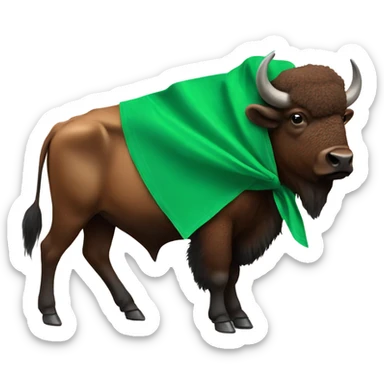 Standing Bison wearing a green bandana sticker