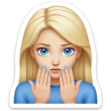 blonde hair blue eyes woman rubbing hands together with evil look on face sticker