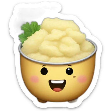 Bowl of Mash Potato with a smile, Peeling Sticker sticker