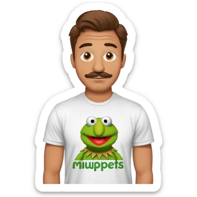 Sexy man who is six foot two in a muppets t shirt  sticker
