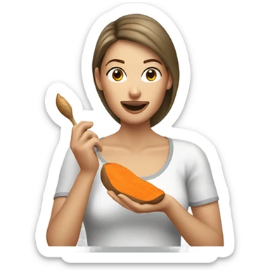 Caucasian women eating sweet potato  sticker