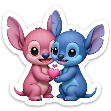 Puedes crear un Match de Stitch (azul y rosada) por separado simulando que se dan un beso, tipo sticker OS phone sticker