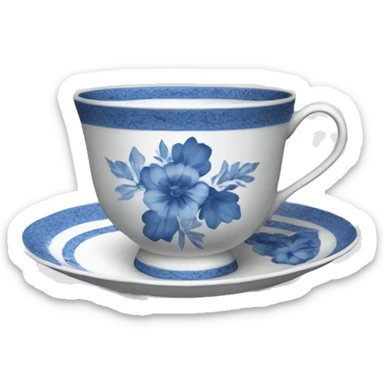 Blue floral china plate and cup  sticker
