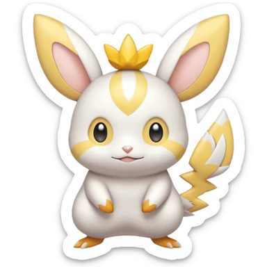 Shiny Pastel Light Pale Divine Angelic Epic Legendary Realistic Whitish Emolga-Victini-Pichu-Dedenne-Togedemaru-fusion sticker