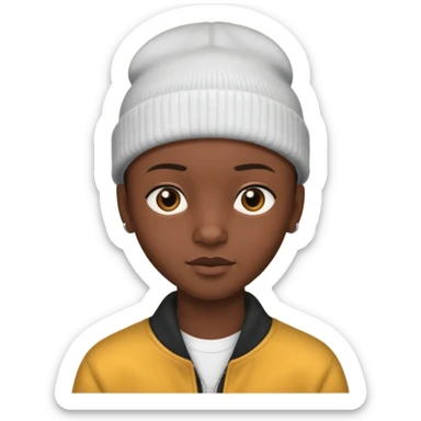 an african teen with buzzcut and wears a beanie sticker