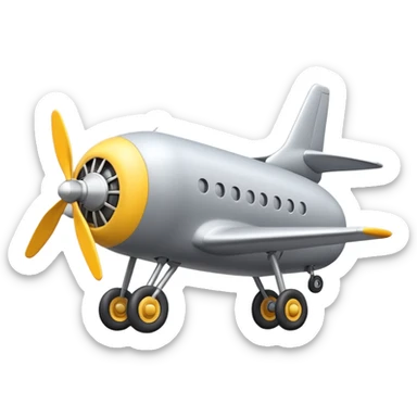 Emoji-style airplane landing gear with a single inflated, puffy wheel and a strut, cartoon-like, 3D, soft rounded shapes, clean lines, isolated on white background, minimal shading, emoji aesthetic sticker