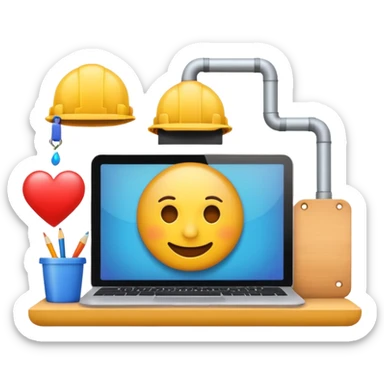 Emoji depicting the process of building a website sticker