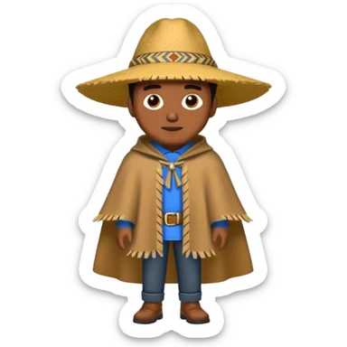 brown skin man with fashion pancho sticker