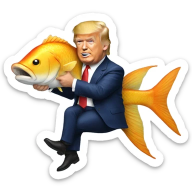 Trump riding a fish sticker