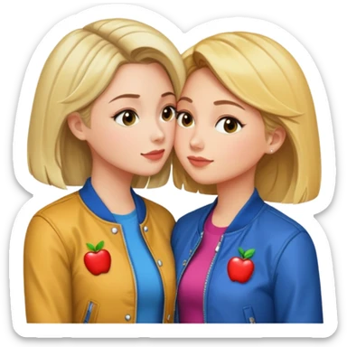 Lana Lang and Chloe Sullivan, affectionate kiss, apple style emoji sticker