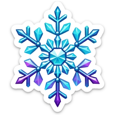 cyan and purple snowflake glitter sticker
