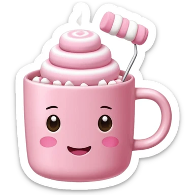 Kakao in pinker Tasse mit pink weißen mini marshmallow. OHNE Gesicht!!!, ästhetisch sticker