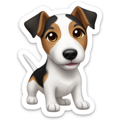 Jack Russell Terrier with a black and tan face, black body and white legs sticker