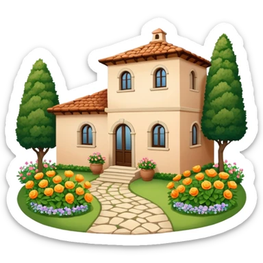 Mediterranean house with garden sticker