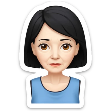 Old Women In Sleeveless, black hair. sticker