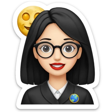 Genera emogis de 4 cuatro enfermeras de cabello negro largo, entre ellas que una tenga lentes y otra un lunar encima de los labios sticker