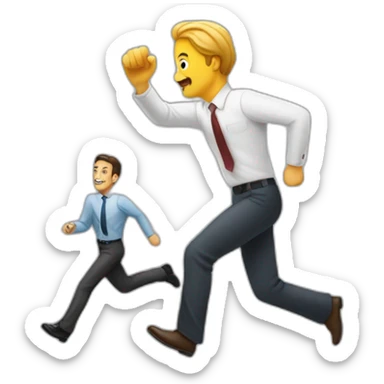 man chasing an attorney sticker