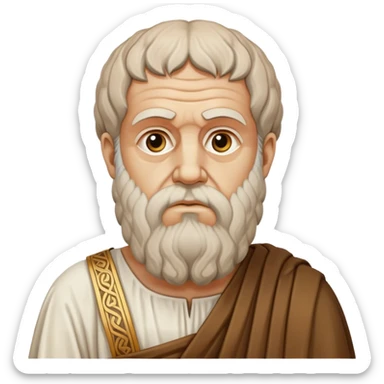 Cinematic Realistic portrait of Plato, depicted as a wise ancient philosopher with a contemplative gaze and detailed traditional Greek attire, rendered in soft, classical lighting that evokes antiquity sticker