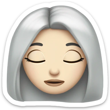 pale girl with long black hair sleeping  sticker