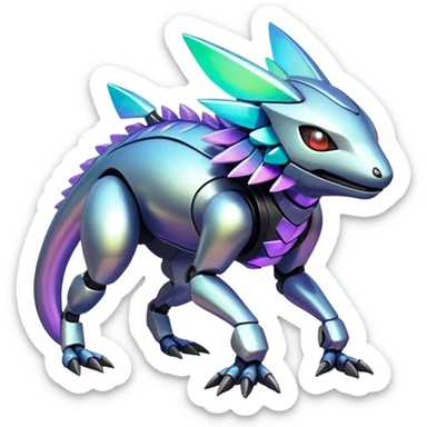  exotic tropical iridescent cyber-Protogen-Fakémon-Pokémon-Vernid-creature sticker