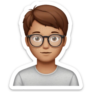 My boyfriend, brown hair, glasses, freckles, cute as a cat sticker