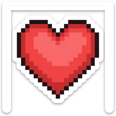 Create a pixel art heart in the largest size, representing the third frame of a beating animation, with no background. The style should clearly reflect pixel art characteristics. sticker