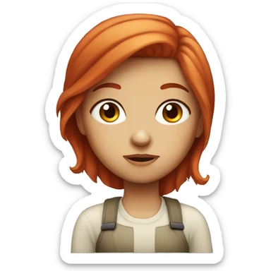 red haired girl giving side eye sticker