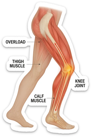 PRENDI SPUNTO DALLA FOTO E FAMMI A LIVELLO ANATOMICO LA GAMBA IN SOVRACCARICO sticker