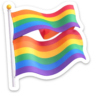 gay pride rainbow flag, waving, vibrant and shiny sticker