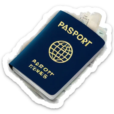 passport and air tickets sticker