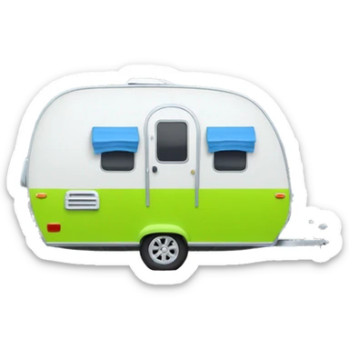 Realistic lime green and blue camping travel trailer isolated.  sticker