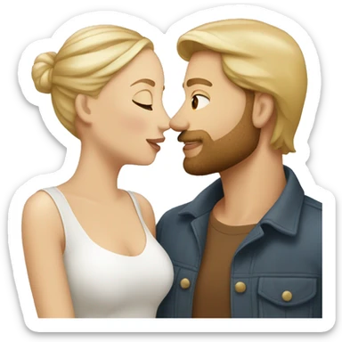 Man light brown skin beard kiss woman white skin blonde sticker