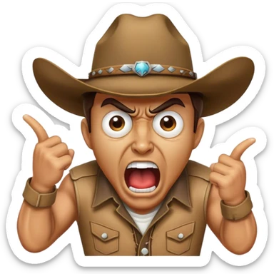 angry country music guy screaming wearing a cowboy hat  sticker