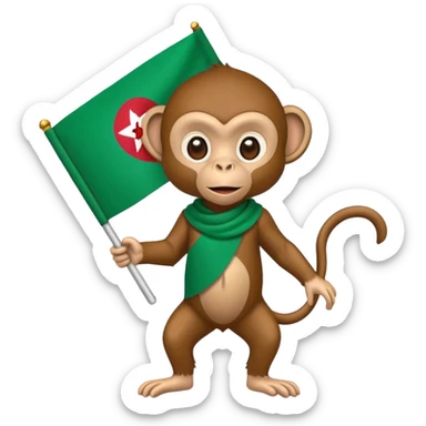 Monkey holding Algerian Flag sticker