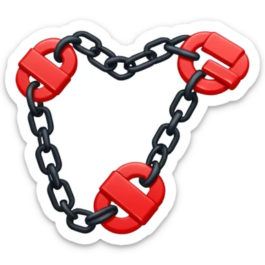 iOS sticker, broken chain, black links, red break, minimal sticker