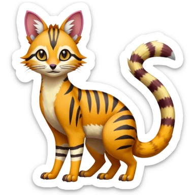 Hyper-realistic Colorful Soft Smooth Bobcat-Tiger-Numbat-Serval-Genet-Pokémon-Digimon-Fakémon-fusion-hybrid-creature sticker