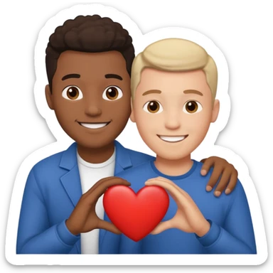 interracial male couple with heart sticker
