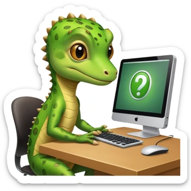 gecko with desktop computer works deeply sticker