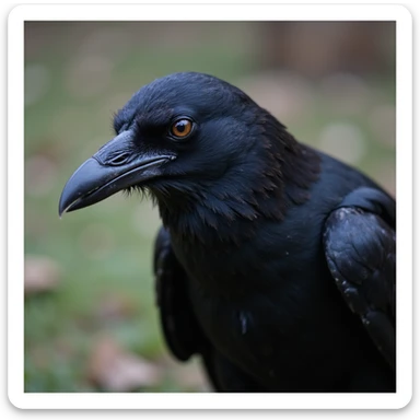 black raven bird facing left, realistic style sticker
