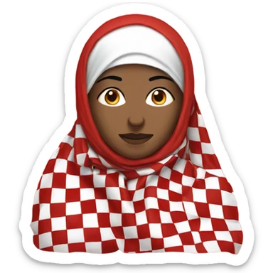 Women holding red and white checkered kuffiyeh upto her hands sticker
