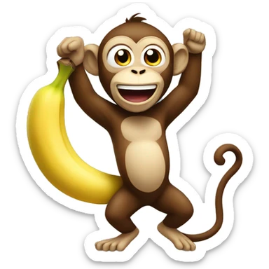 Monkey excited about his banana sticker