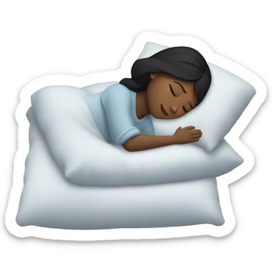 Sleeping woman with brown skin and black hair laying on pillow sticker