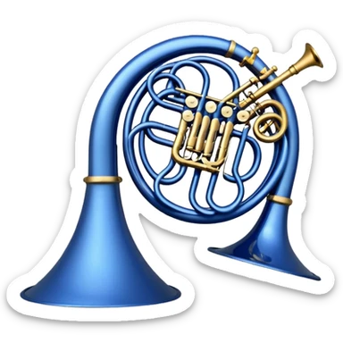 Blue french horn her tarafı mavi sarı detaylar olmadan sticker