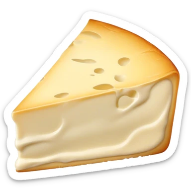 Cinematic Realistic Brie Cheese Emoji, featuring a creamy, soft-ripened cheese with a delicate rind rendered with lifelike detail and inviting, natural lighting. sticker