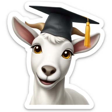 smirking cute goat wearing graduation hat sticker