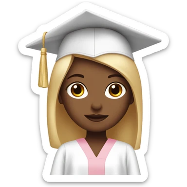 White Girl wearing baby pink graduation gown sticker