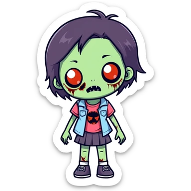 zombie girl with dark hair sticker
