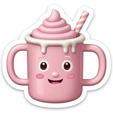 A pastel pink mug of hot chocolate and pink marshmallows  sticker