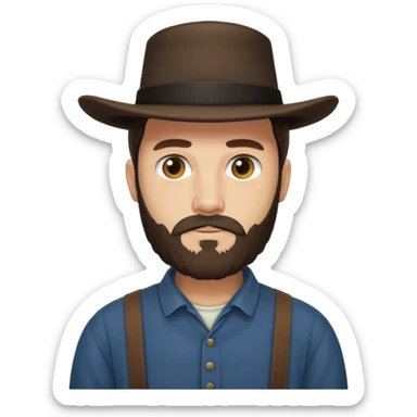 Amish man with beard and with no mustache sticker